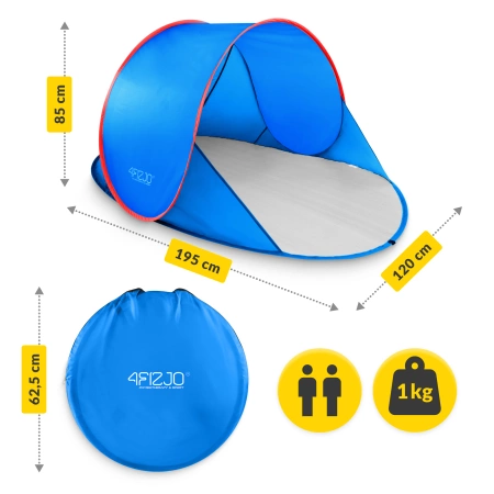 Összecsukható strandsátor, kék-piros