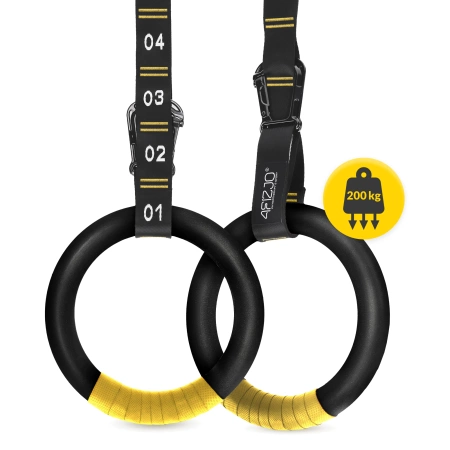Gymnastic gyűrűk húzódzkodáshoz ABS-ből, fekete és sárga színben
