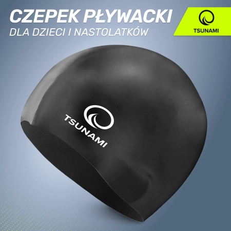 TSUNAMI gyerek úszósapka, fekete