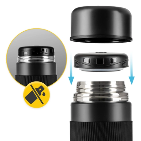 Rozsdamentes acél étkezési termosz, 1 l, fekete