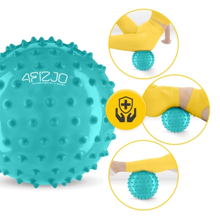 Tüskés rehabilitációs labda, 20 cm, türkizkék