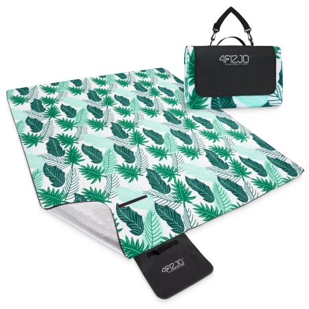 Szigeteléssel rendelkező piknik- és strandtakaró, 200 x 200 cm, levél mintás