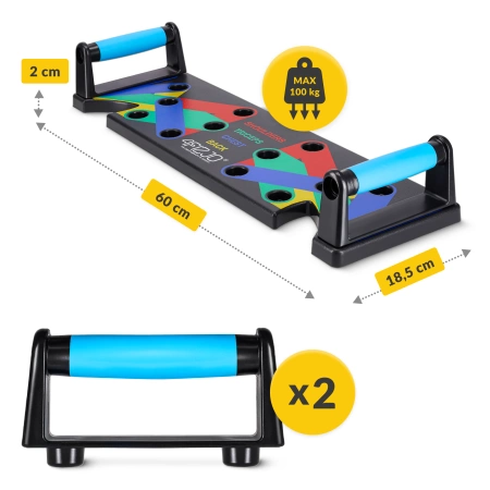 Fogantyúval ellátott fekvőtámasz állvány