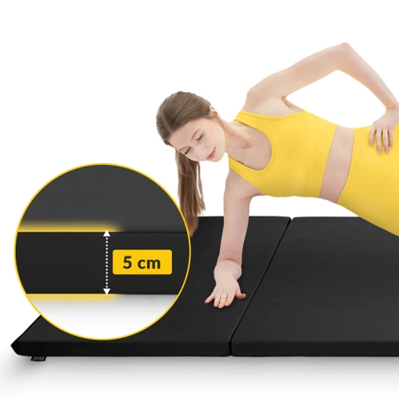 Összecsukható tornaszőnyeg, XL, fekete