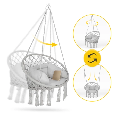 Párnás BOHO kerti hinta, szürke