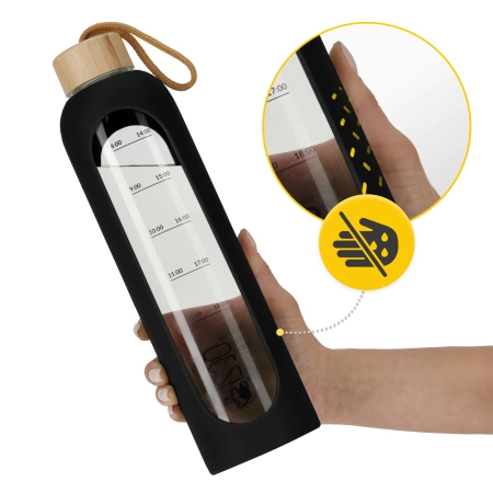 Üvegkulacs, 1 L, fekete