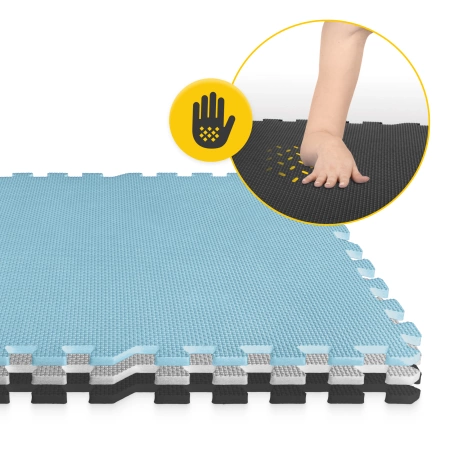 Gyerek oktató puzzle szőnyeg, 180 x 180 cm, türkizkék