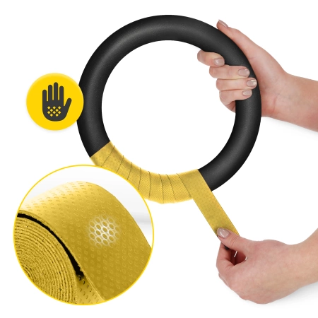 Gymnastic gyűrűk húzódzkodáshoz ABS-ből, fekete és sárga színben