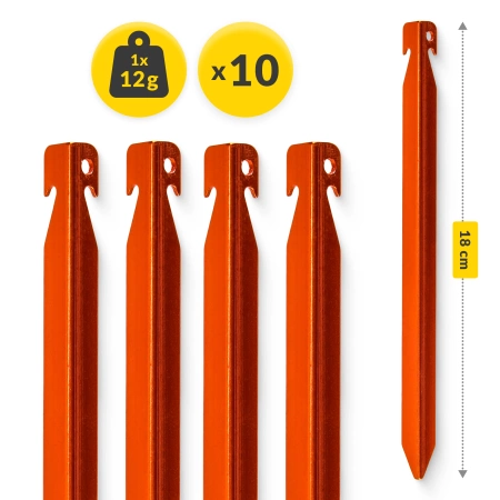 V-alakú alumínium sátorcövek, 18 cm, 10 db