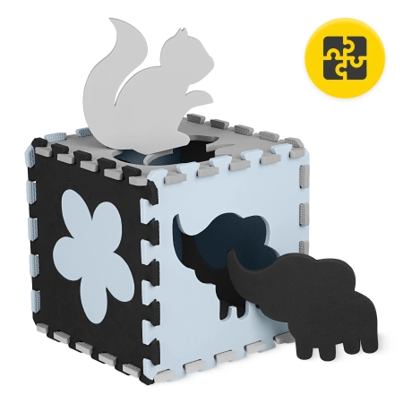 Oktató puzzle szőnyeg gyerekeknek, 150 x 150 cm, fehér