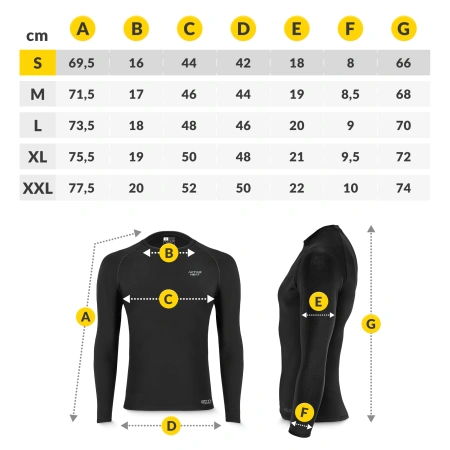 Unisex termikus hosszú ujjú póló – fekete, S méret