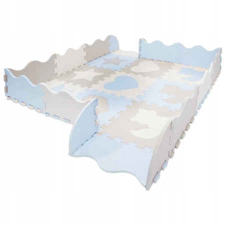 Oktató puzzle szőnyeg gyerekeknek, 120 x 120 cm, világoskék