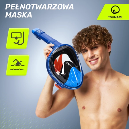TSUNAMI teljes arcú búvármaszk, L/XL, kék
