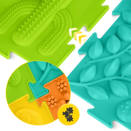 Ortopédiai érzékszervi puzzle szőnyeg gyermekeknek, 6 darab.