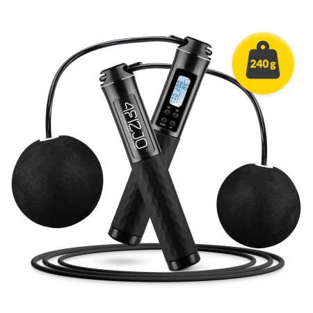 Számlálóval és golyóval ellátott ugrálókötél, fekete