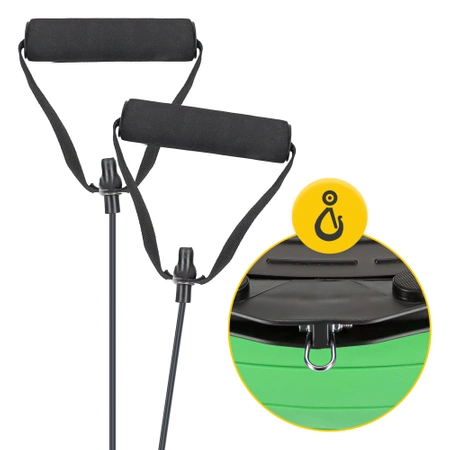 Gumiszalaggal ellátott egyensúlyozó félgömb, zöld