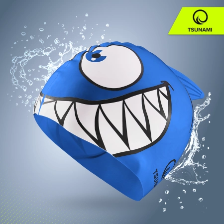 TSUNAMI gyerek úszósapka, cápa mintás, kék