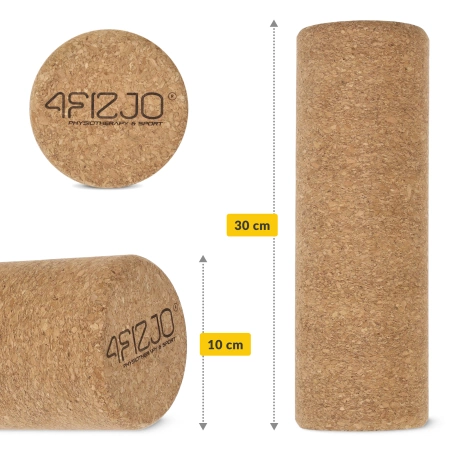 Sima felületű parafa masszázshenger, 30 cm