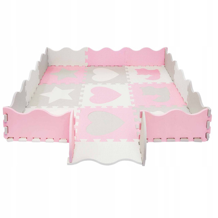 Gyerek oktató puzzle szőnyeg, 120 x 120 cm, rózsaszín