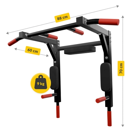 Falra szerelhető, 2 az 1-ben húzódzkodó rúd