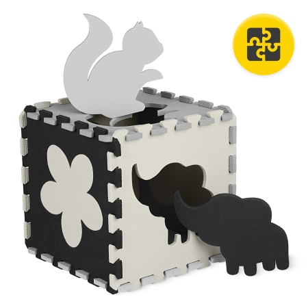 Oktató puzzle szőnyeg gyerekeknek, 150 x 150 cm, szürke