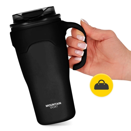 Szívószálas termosz bögre, 650 ml, fekete