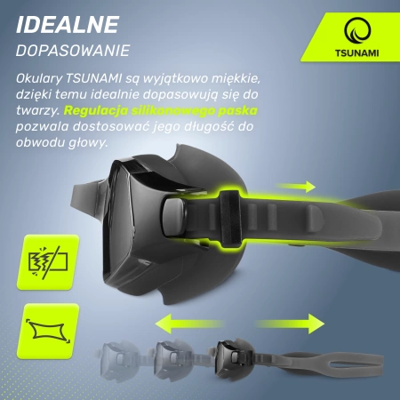 TSUNAMI úszószemüveg fekete