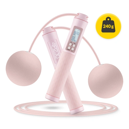 Rózsaszín ugrókötél számlálóval és golyókkal