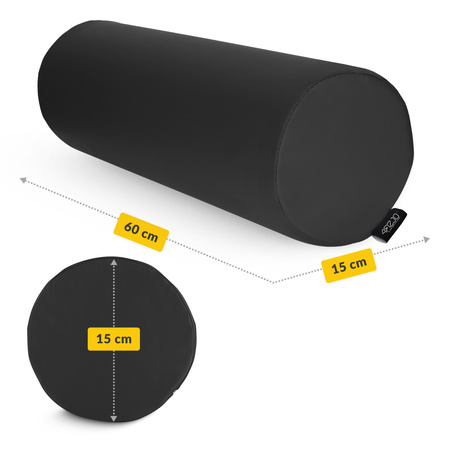 Formázott henger masszázshoz, 60 × 15 cm, fekete