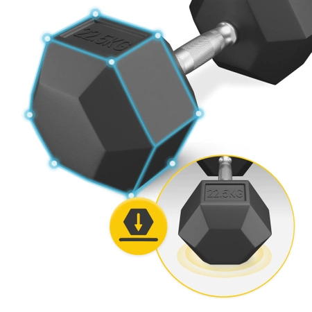 HEX acél kézisúlyzó, 1 x 22,5 kg