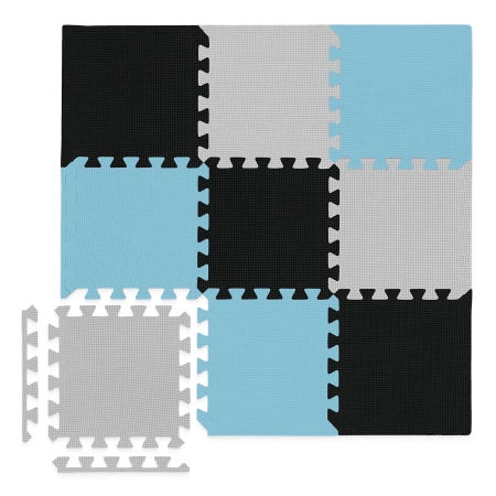 Gyerek oktató puzzle szőnyeg, 90 x 90 cm, kék