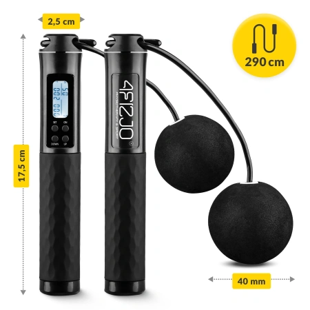 Számlálóval és golyóval ellátott ugrálókötél, fekete