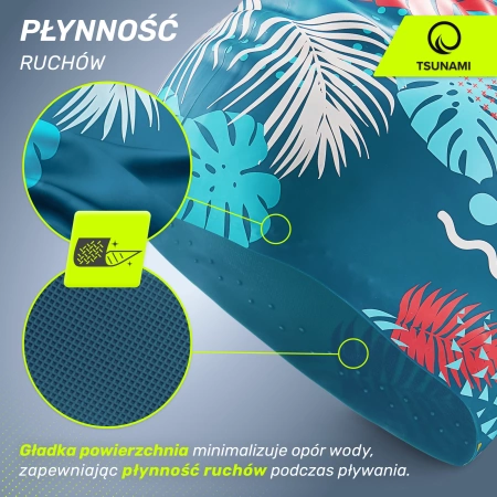 TSUNAMI női úszósapka, leveles minta