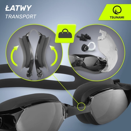 TSUNAMI úszószemüveg fekete