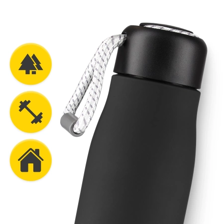 Termosz palack pánttal, 540 ml, fekete