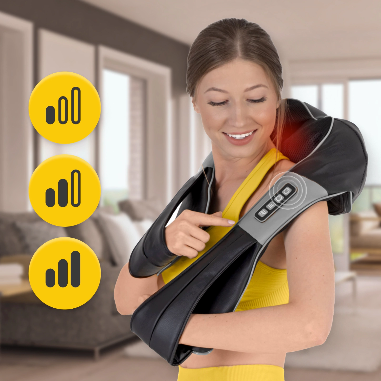 bezprzewodowy masazer pas masujacy kark ramiona plecy shiatsu ultra+