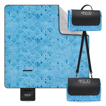 Szigeteléssel rendelkező piknik- és strandtakaró, 200 x 200 cm, kagyló mintás