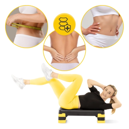 Standard 3 fokozatú, aerobik step lépcső, sárga