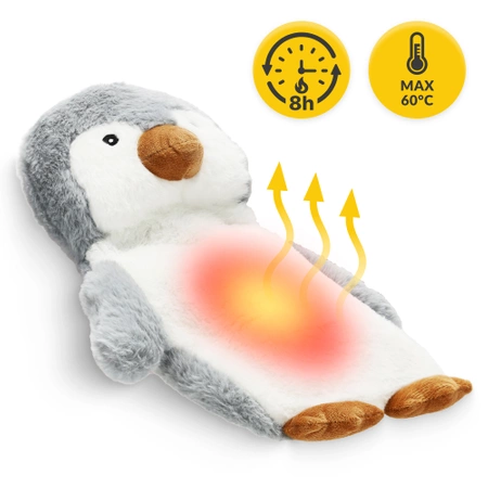 Plüss melegítőpalack pingvin mintás szövetborítással, 0,75 l