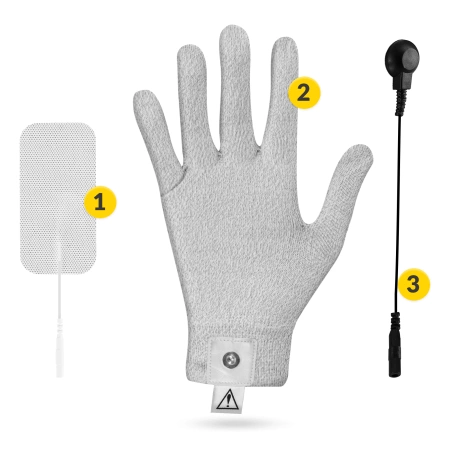 Kéz elektrostimulációjához való vezetőkesztyű