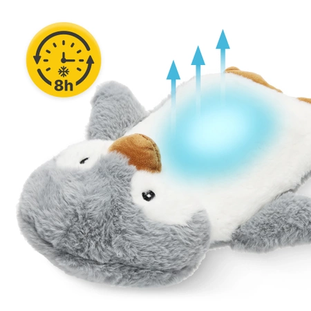 Plüss melegítőpalack pingvin mintás szövetborítással, 0,75 l