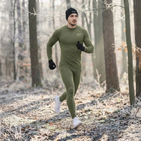 Unisex termikus alsóruha - zöld szett, póló + nadrág, S méret