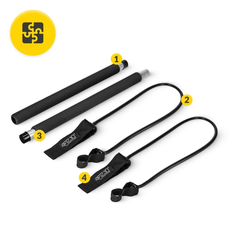 Erősítő rúd gumis expanderrel, fekete