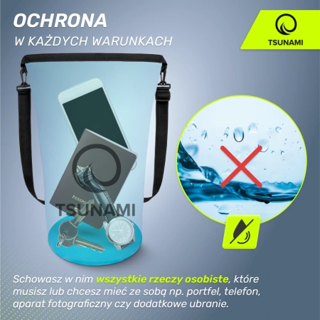 TSUNAMI vízálló zsák, 10 l, kék