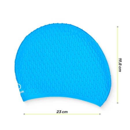TSUNAMI női úszósapka, szöveges minta, kék