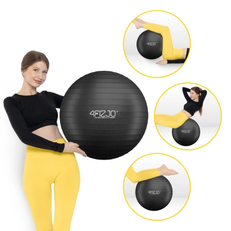 Felfújható gimnasztikai labda, 55 cm, fekete