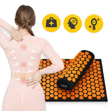 Párnával ellátott klasszikus akupresszúrás szőnyeg, narancssárga