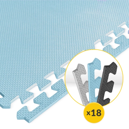 Gyerek oktató puzzle szőnyeg, 180 x 180 cm, türkizkék