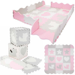 Gyerek oktató puzzle szőnyeg, 120 x 120 cm, rózsaszín