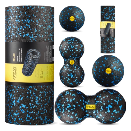 EPP masszázshenger és golyó készlet, 6 db, kék